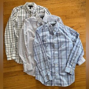 THREE Banana Republic Men's Button-Down Plaid Dress Shirt - Size Medium
